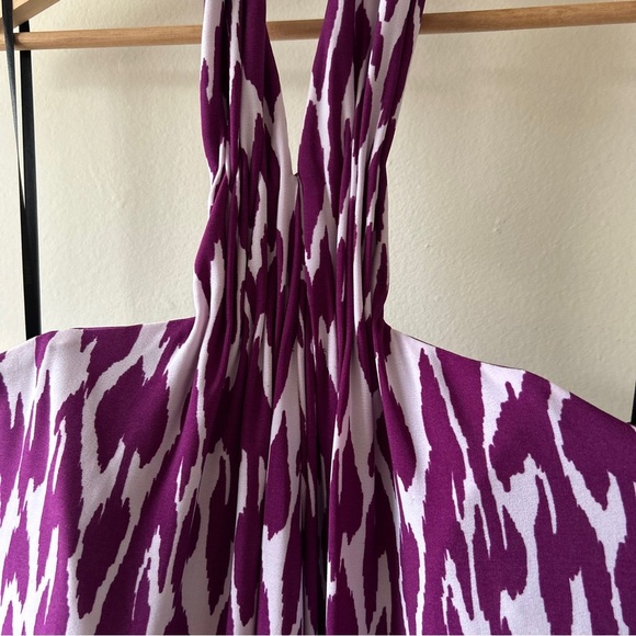 Laundry by Shelli Segal Halter Dress Size 12 Purple Ikat Print NWT - Picture 2 of 7